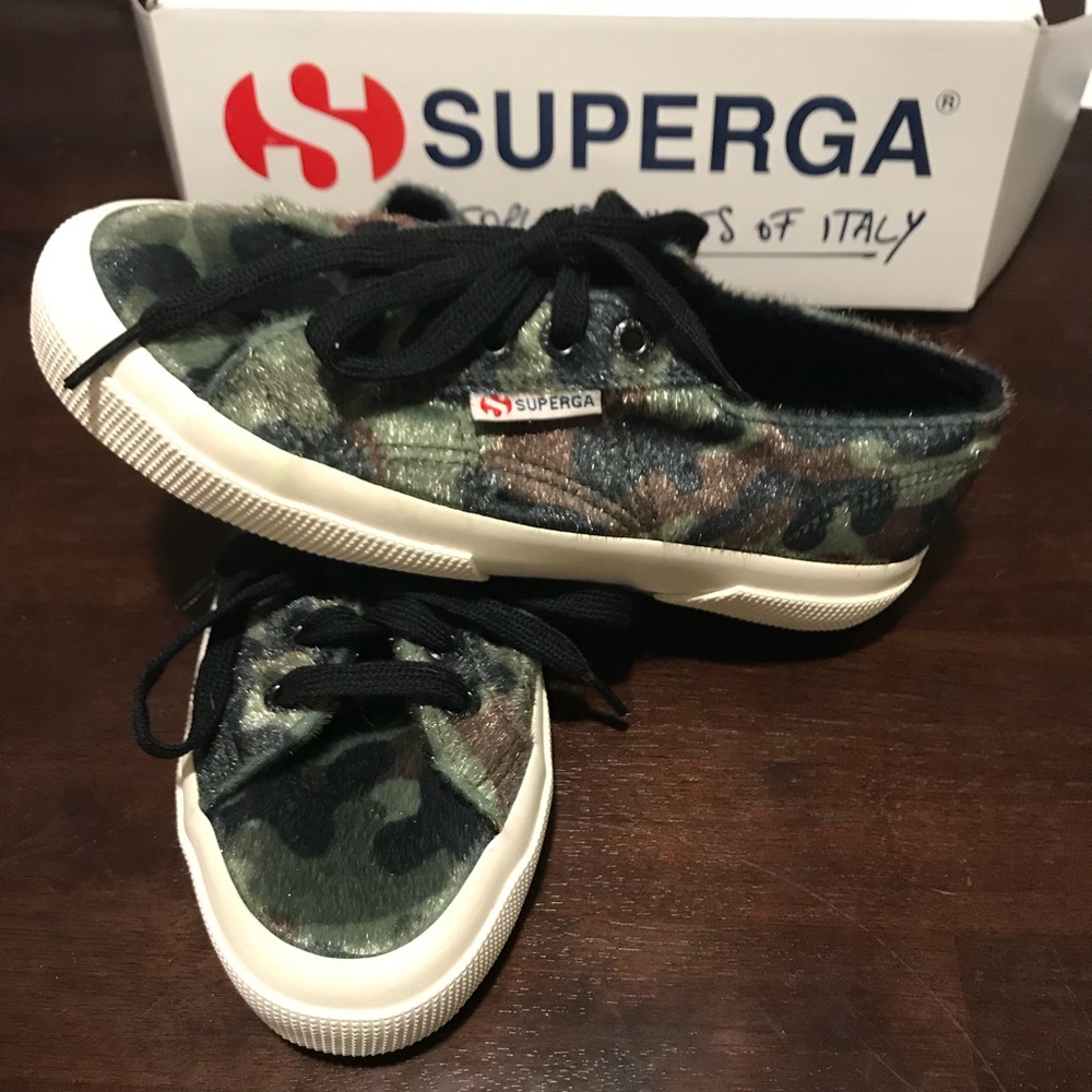 Superga Faux Calf Hair Camo Sneakers